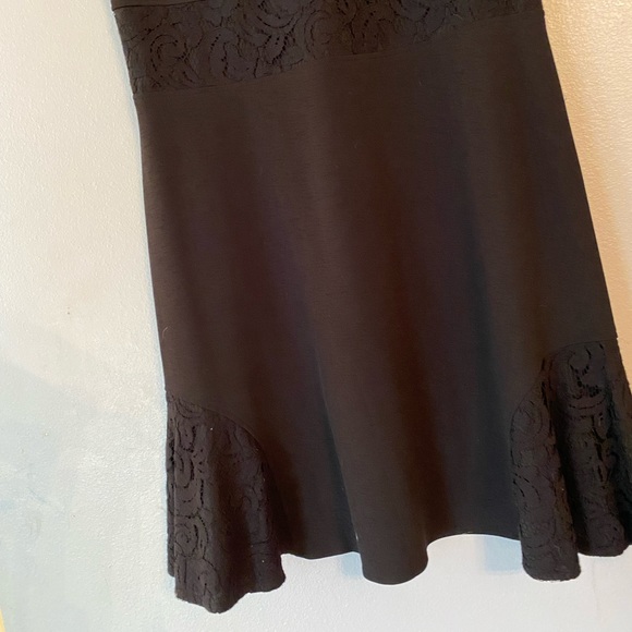 Black Dress with Floral Overlay Accents - Picture 9 of 9